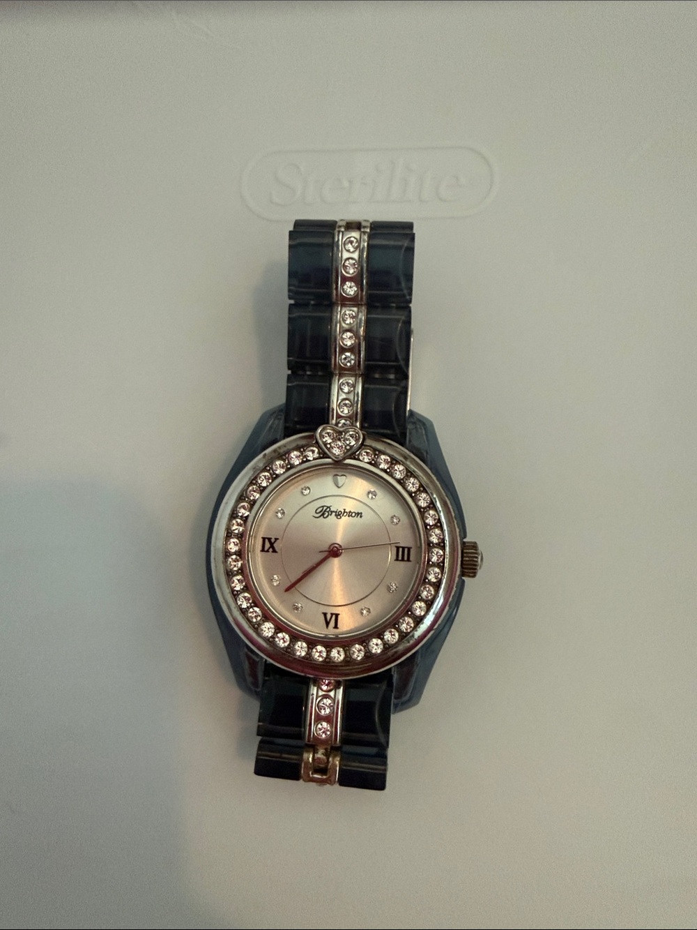 Brighton Black Crystal-Trim Women's Bracelet Watch